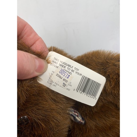 A Fiesta Toy Brown Long Leg Bear Brown 19 Inch Plaid Hat Bow Brown Plastic Eyes - Picture 11 of 14